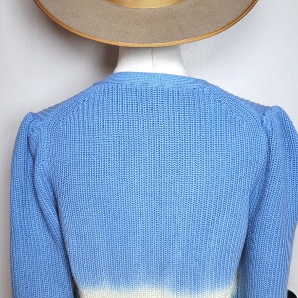 Veronica Beard Parula Dip Dye Ombre Cardigan Sweater 100% Cotton Blue Green M - Picture 10 of 10